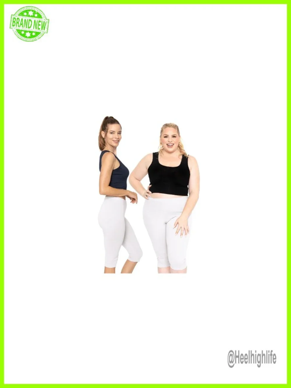 Cotton Spandex Capri Leggings Knee Length Plus Size High Waist